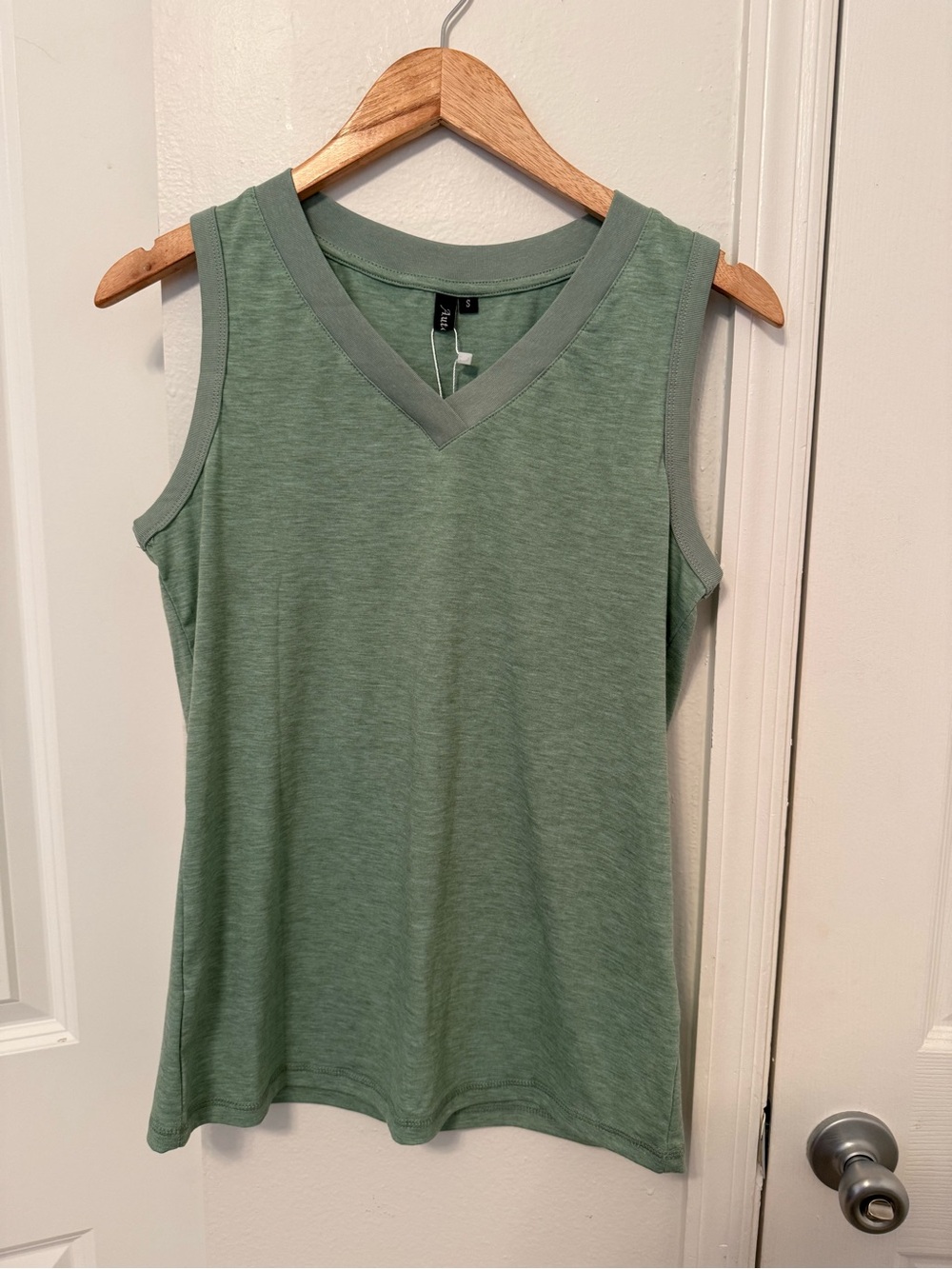Women's V-Neck Tank Top in Sage Green